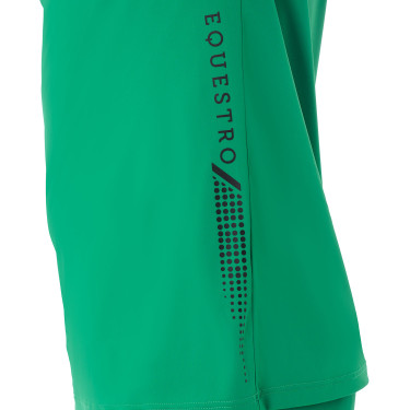 Polo d'entraînement bicolore ajusté manches courtes avec fermeture éclair homme Equestro Vert outremer / blanc