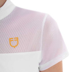 Polo avec inserts en mesh femme Equestro Blanc