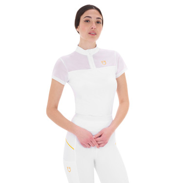 Polo avec inserts en mesh femme Equestro Blanc