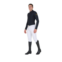 Polo d'entraînement ajusté manches longues homme Equestro Noir