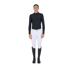 Polo d'entraînement ajusté manches longues homme Equestro Noir