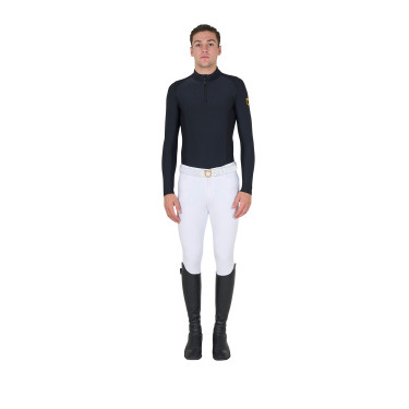 Polo d'entraînement ajusté manches longues homme Equestro Noir