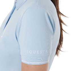 Polo d'entraînement ajusté en tissu respirant femme Equestro Bleu ciel