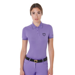 Polo d'entraînement ajusté en tissu respirant femme Equestro Violet dahlia