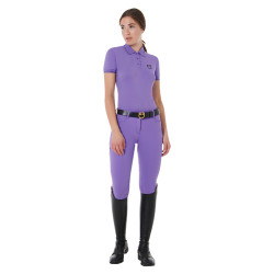 Polo d'entraînement ajusté en tissu respirant femme Equestro Violet dahlia