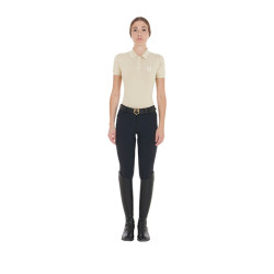 Polo d'entraînement ajusté en tissu respirant femme Equestro Beige