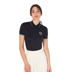Polo d'entraînement ajusté en tissu respirant femme Equestro Noir