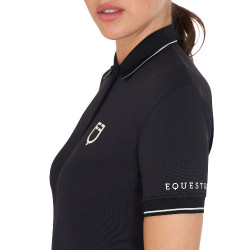 Polo d'entraînement ajusté en tissu respirant femme Equestro Noir