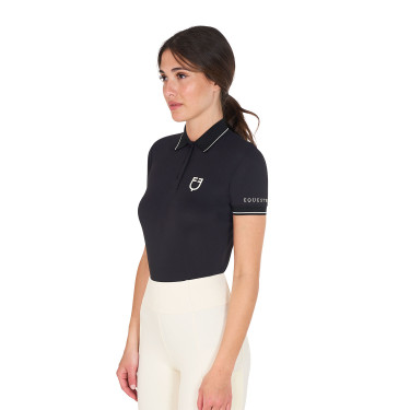 Polo d'entraînement ajusté en tissu respirant femme Equestro Polo d'entraînement ajusté en tissu respirant femme Equestro