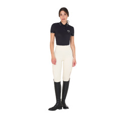 Polo d'entraînement ajusté en tissu respirant femme Equestro Noir