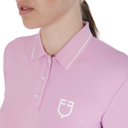 Polo d'entraînement ajusté en tissu respirant femme Equestro Lilas Bleu