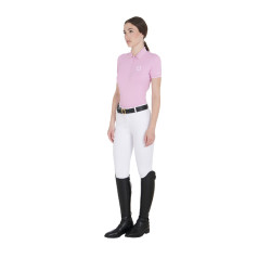 Polo d'entraînement ajusté en tissu respirant femme Equestro Lilas Bleu