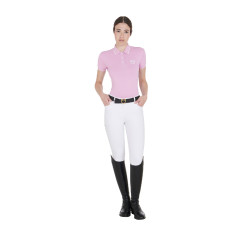Polo d'entraînement ajusté en tissu respirant femme Equestro Lilas Bleu