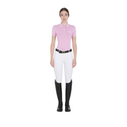 Polo d'entraînement ajusté en tissu respirant femme Equestro Lilas Bleu
