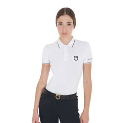 Polo d'entraînement ajusté en tissu respirant femme Equestro Blanc