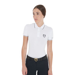 Polo d'entraînement ajusté en tissu respirant femme Equestro Blanc