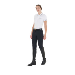 Polo d'entraînement ajusté en tissu respirant femme Equestro Blanc