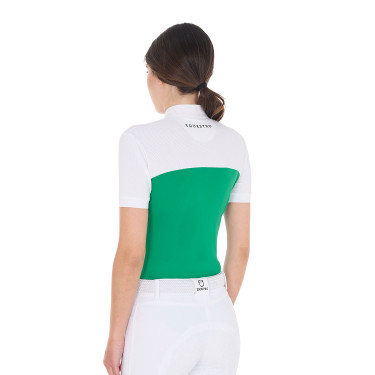 Polo ajusté en tissu technique et mesh manches courtes femme Equestro Polo ajusté en tissu technique et mesh manches courtes femme Equestro