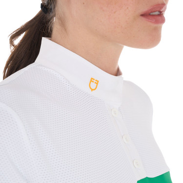 Polo ajusté en tissu technique et mesh manches courtes femme Equestro Polo ajusté en tissu technique et mesh manches courtes femme Equestro