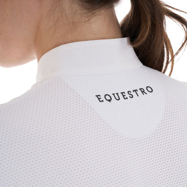 Polo ajusté en tissu technique et mesh manches courtes femme Equestro Polo ajusté en tissu technique et mesh manches courtes femme Equestro
