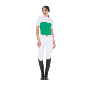 Polo ajusté en tissu technique et mesh manches courtes femme Equestro Polo ajusté en tissu technique et mesh manches courtes femme Equestro