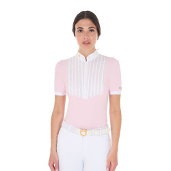 Polo ajusté en coton plissé manches courtes femme Equestro