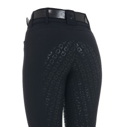 Pantalon taille haute avec grip intégral femme Equestro Noir