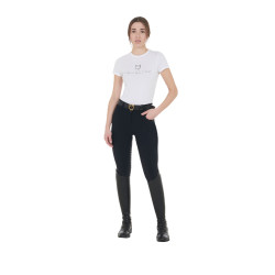 Pantalon taille haute avec grip intégral femme Equestro Noir