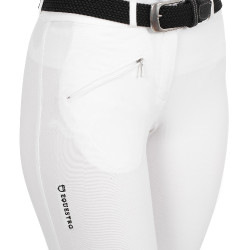 Pantalon femme Selene avec grip genou en coton stretch Equestro Blanc
