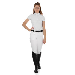 Pantalon femme Selene avec grip genou en coton stretch Equestro Blanc