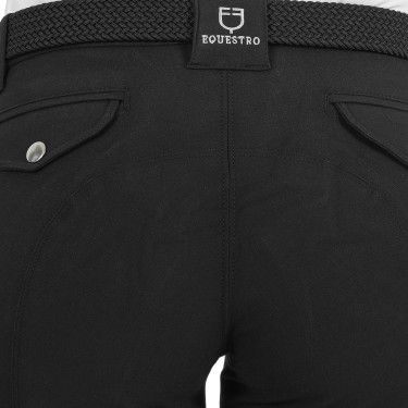 Pantalon femme Race en coton stretch Equestro Noir