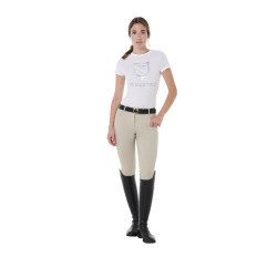 Pantalon femme avec grip intégral Aria en tissu technique Equestro Oxford tan Rose