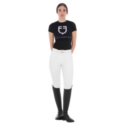 Pantalon femme avec grip intégral Aria en tissu technique Equestro Blanc