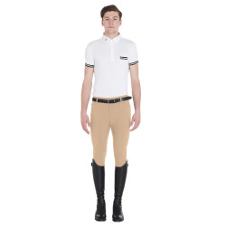 Pantalon ajusté avec grip homme avec logo Caspar Equestro Encens Beige