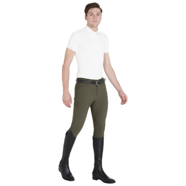 Pantalon ajusté avec grip homme avec logo Caspar Equestro Vert militaire Bleu