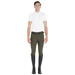 Pantalon ajusté avec grip homme avec logo Caspar Equestro Vert militaire Bleu