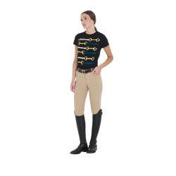 Pantalon ajusté avec grip femme avec logo Zenda Equestro Encens Beige
