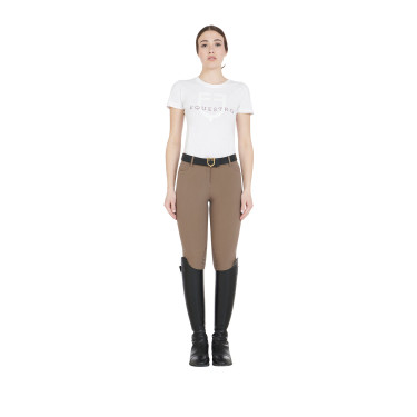 Pantalon ajusté avec grip femme avec logo Zenda Equestro Walnut Marron