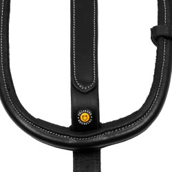 Martingale en cuir avec surpiqûres contrastantes Equestro Noir