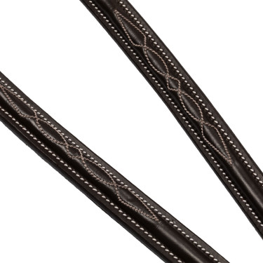 Martingale en cuir avec surpiqûres contrastantes Equestro Marron foncé