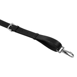 Martingale en cuir avec surpiqûres argentées Equestro Noir