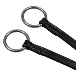 Martingale en cuir avec surpiqûres argentées Equestro Noir