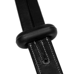 Martingale en cuir avec surpiqûres argentées Equestro Noir