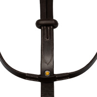 Martingale en cuir avec surpiqûres argentées Equestro Marron foncé