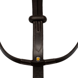 Martingale en cuir avec surpiqûres argentées Equestro Marron foncé