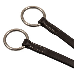 Martingale en cuir avec surpiqûres argentées Equestro Marron foncé