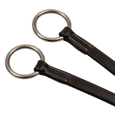 Martingale en cuir avec surpiqûres argentées Equestro Marron foncé