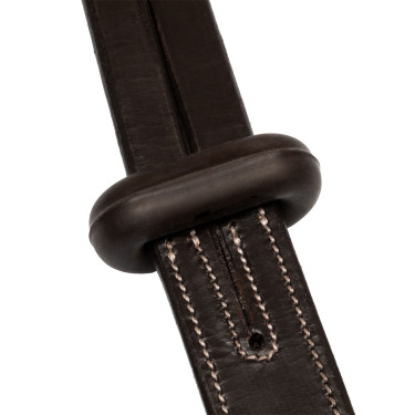 Martingale en cuir avec surpiqûres argentées Equestro Marron foncé