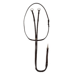 Martingale en cuir avec coutures argentées Equestro Marron foncé