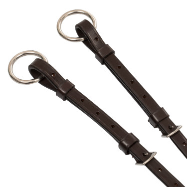 Martingale en cuir avec coutures argentées Equestro Marron foncé